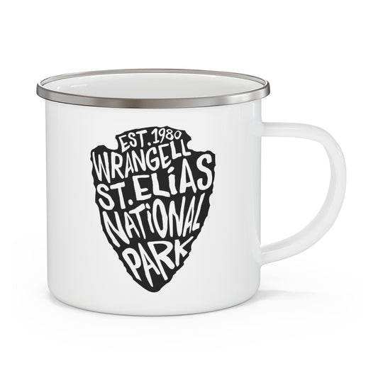Wrangell St Elias National Park Enamel Camping Mug - Arrowhead