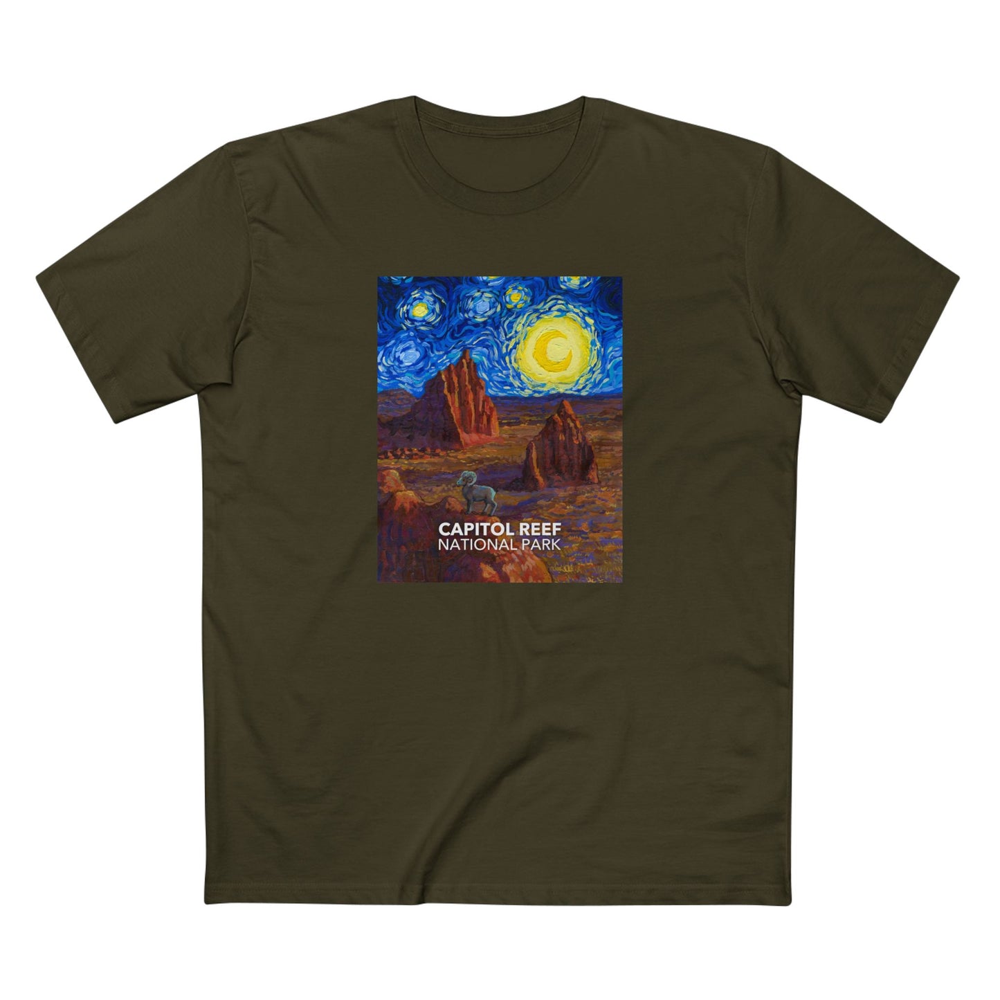 Capitol Reef National Park T-Shirt - The Starry Night in Army