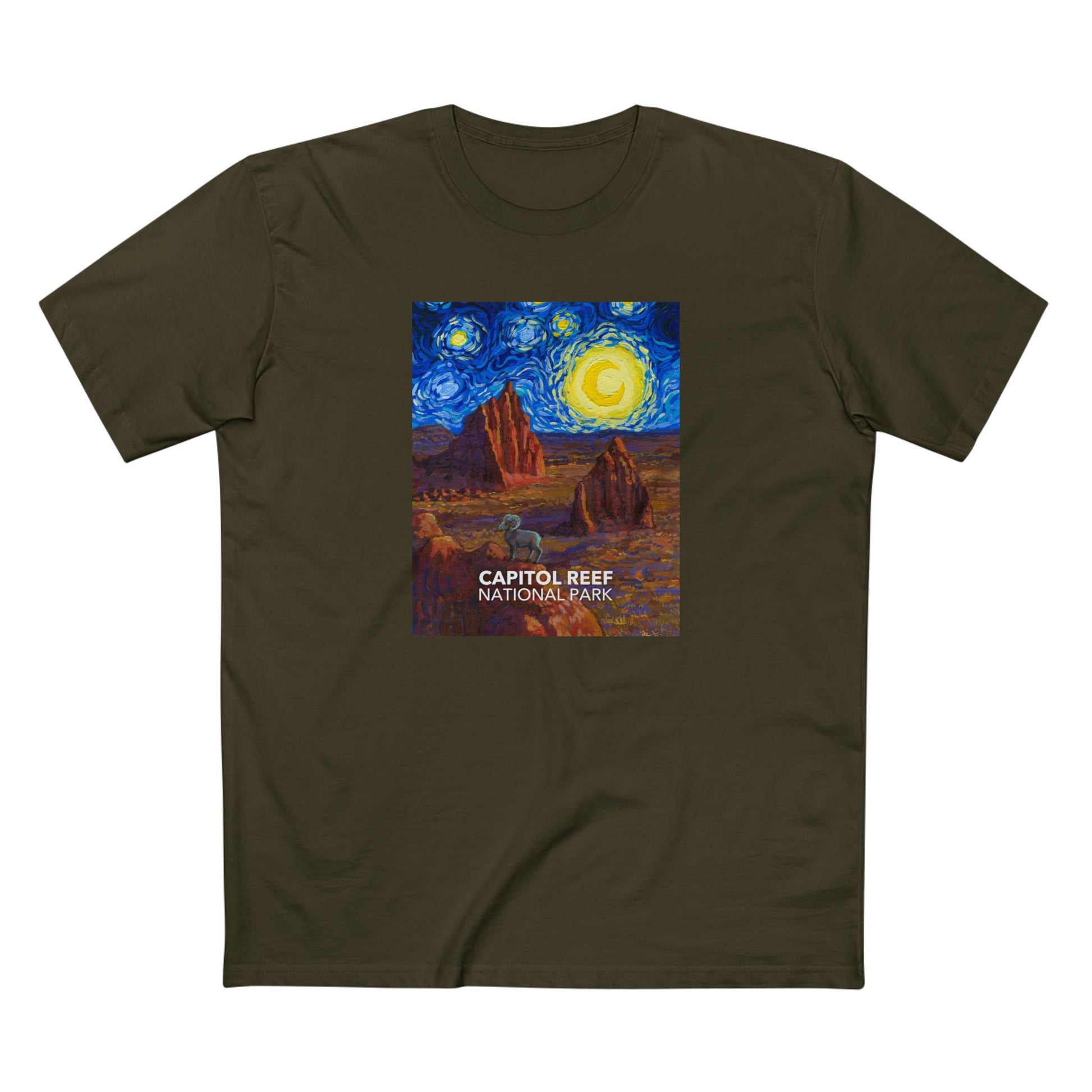 Capitol Reef National Park T-Shirt - The Starry Night in Army