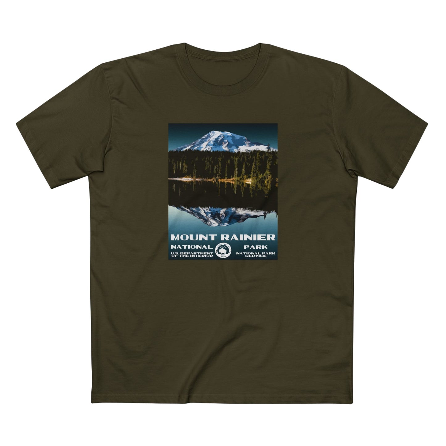 Mount Rainier National Park T-Shirt in Army