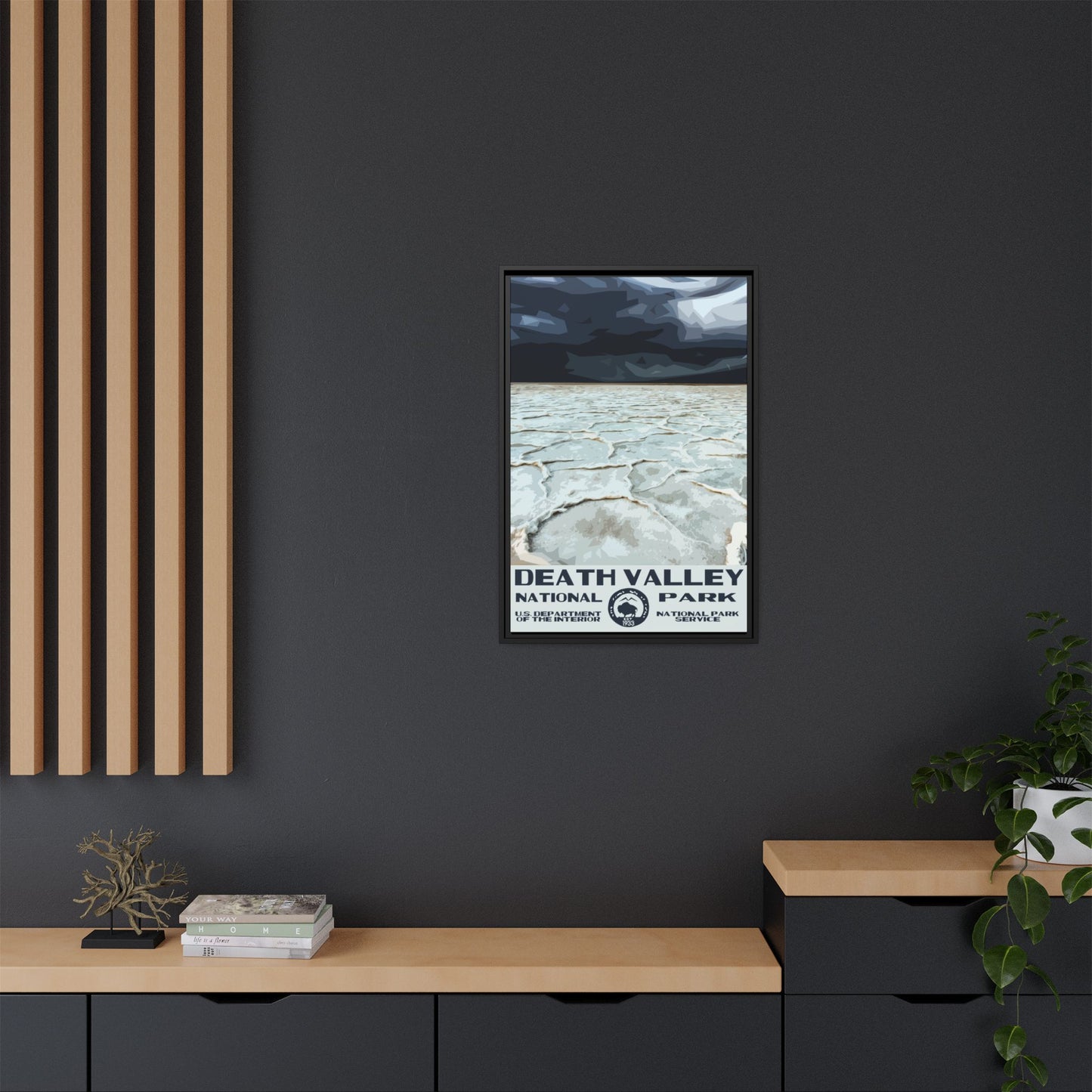 Death Valley National Park Framed Canvas - WPA Poster Badwater Basin