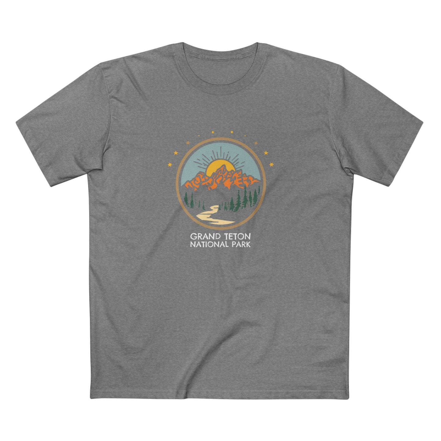 Grand Teton National Park T-Shirt - Cartoon Logo in Athletic Heather