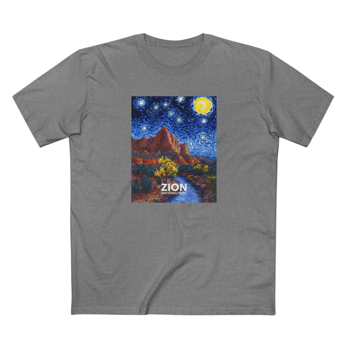 Zion National Park T-Shirt - The Starry Night in Athletic Heather