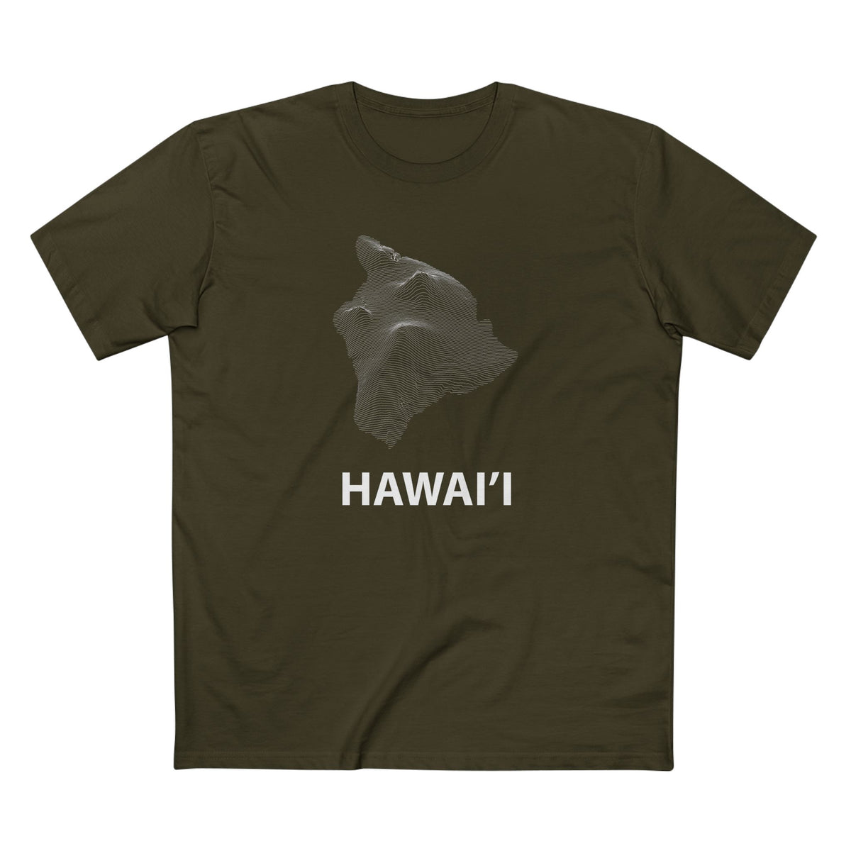 Hawai'i T-Shirt Topographical Lines in Army