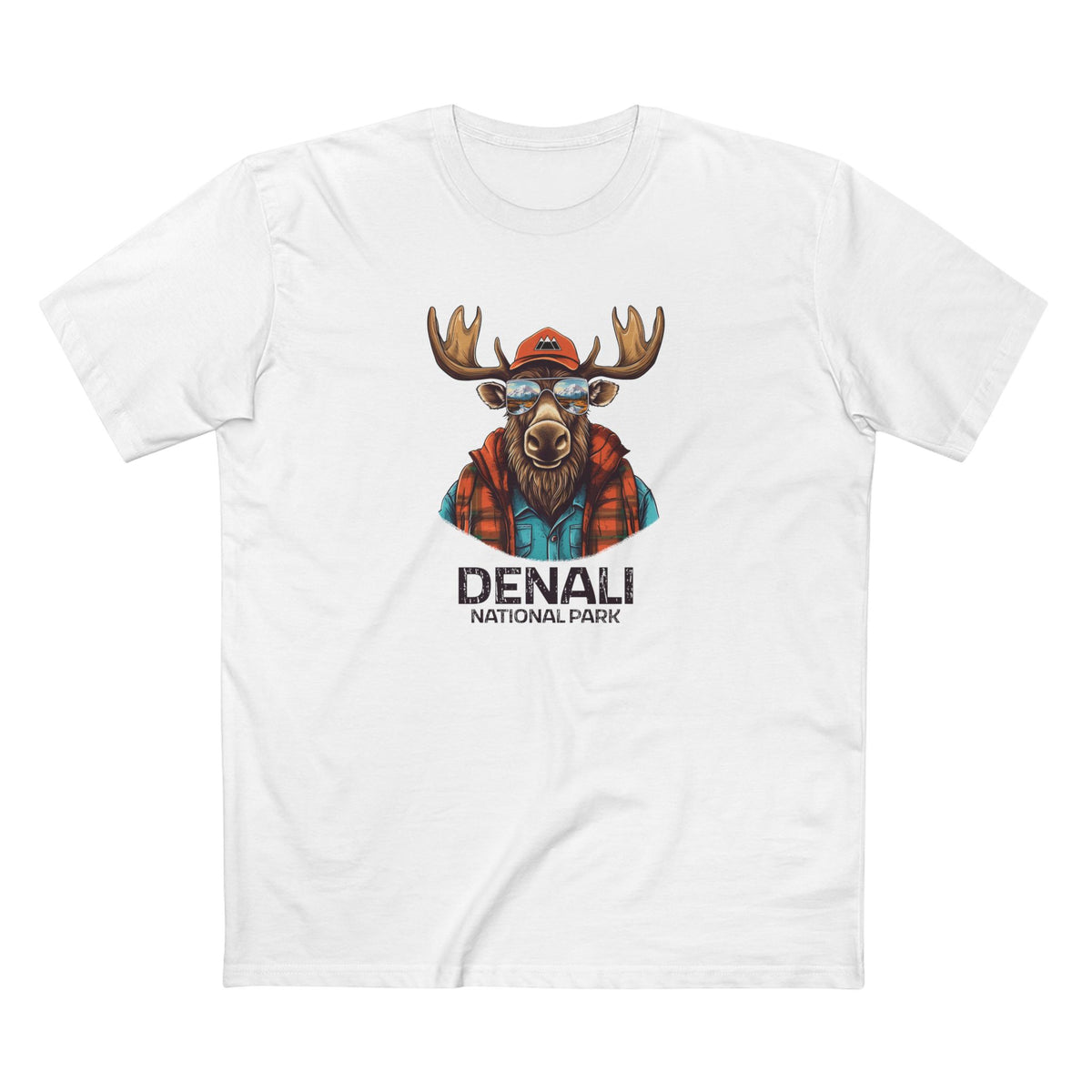 Denali National Park T-Shirt - Cool Moose in White