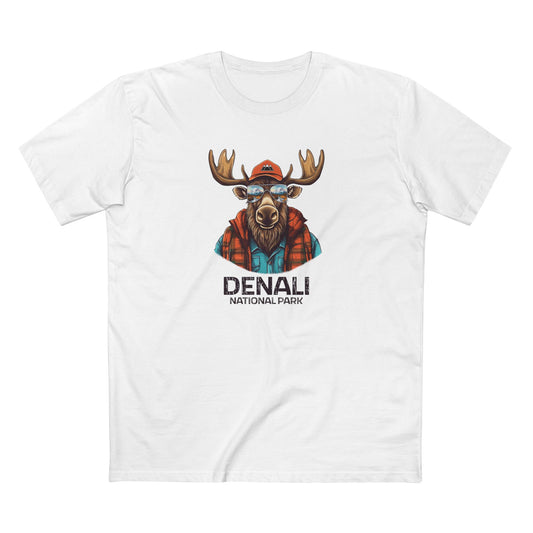 Denali National Park T-Shirt - Cool Moose in White