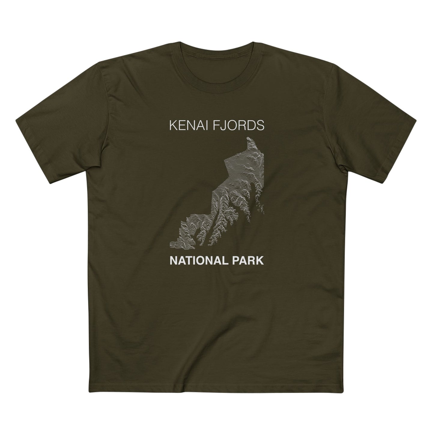 Kenai Fjords National Park T-Shirt Lines in Army