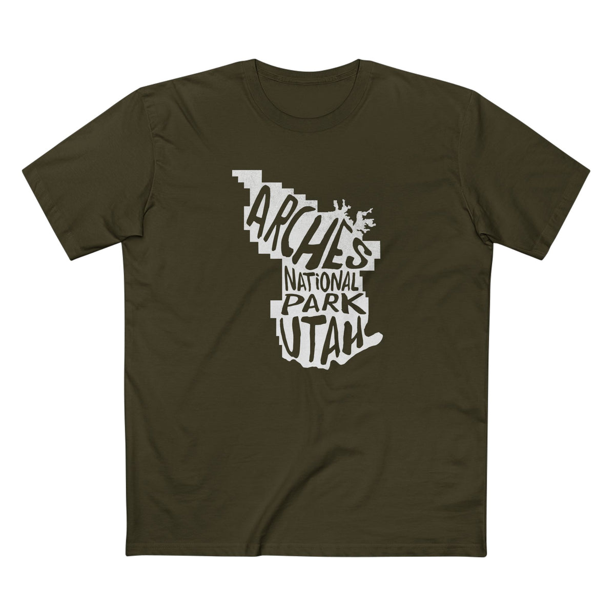 Arches National Park T-Shirt - Map in Army