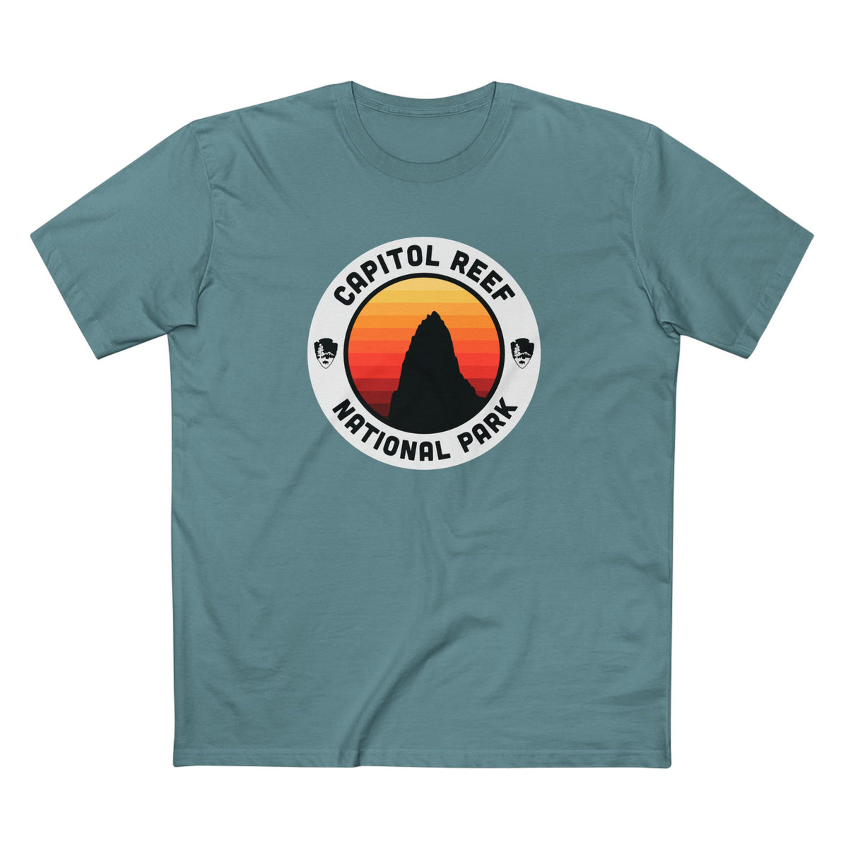 Capitol Reef National Park T-Shirt - Round Badge Design in Slate Blue