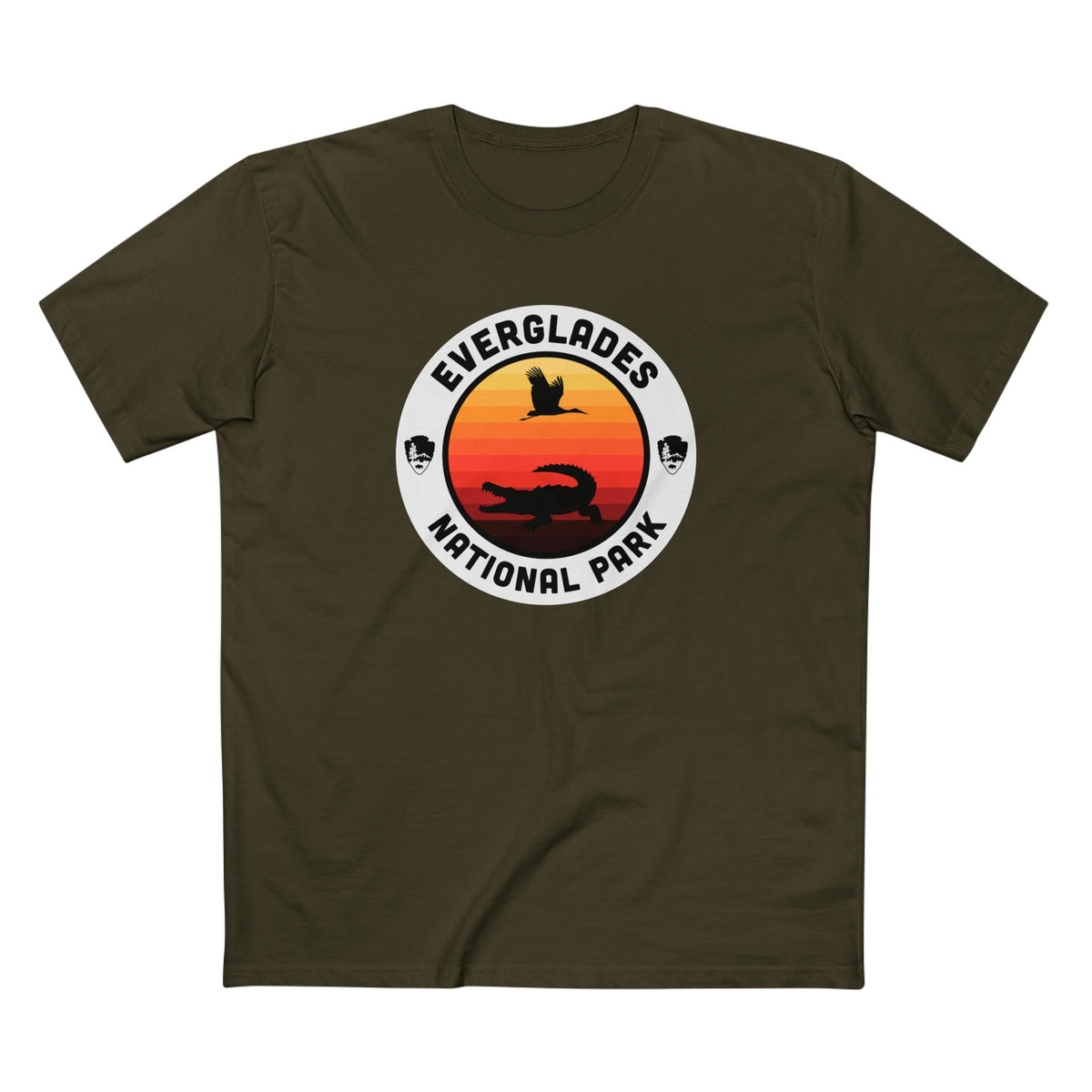 Everglades National Park T-Shirt - Round Badge Design in Army