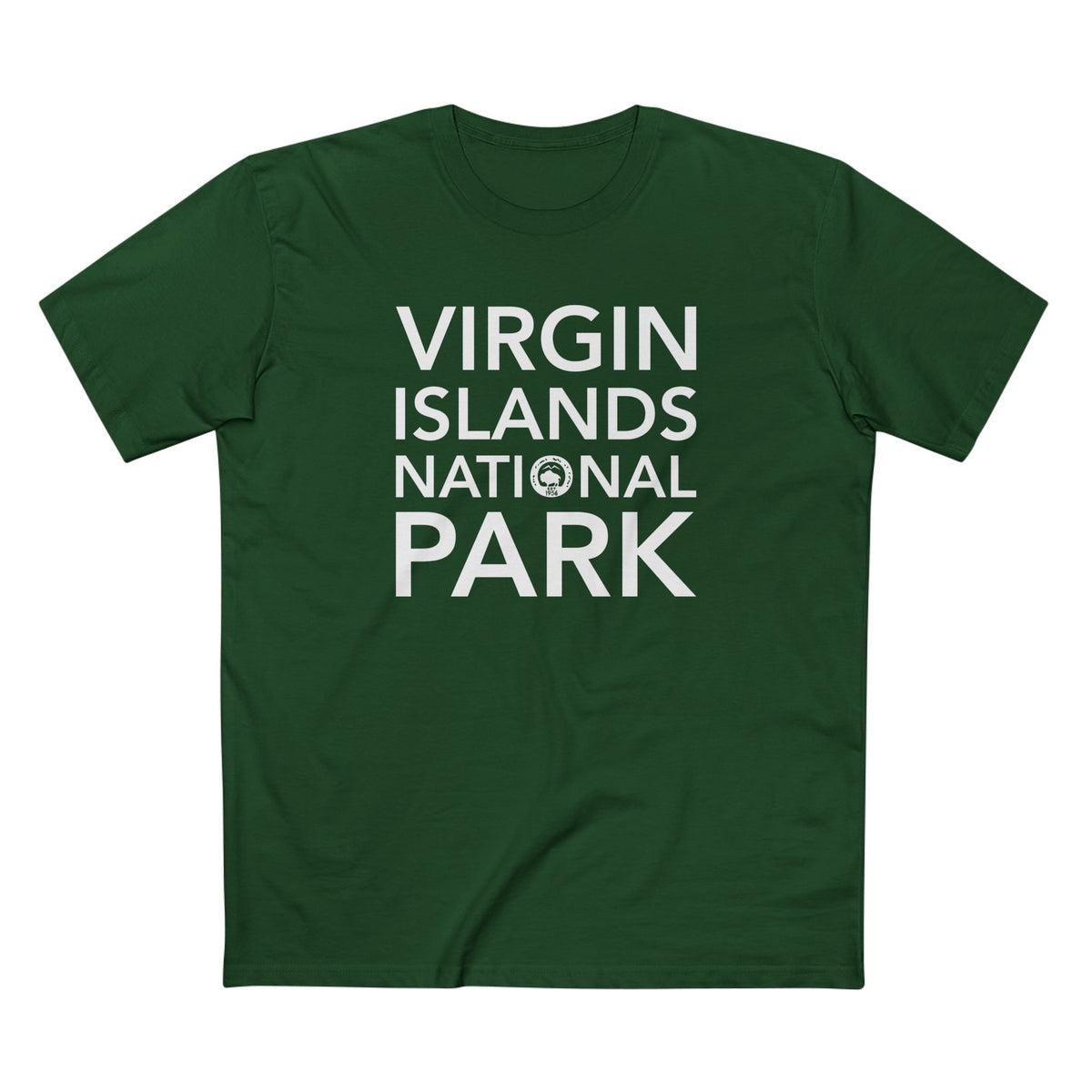Virgin Islands National Park T-Shirt Block Text in Forest Green