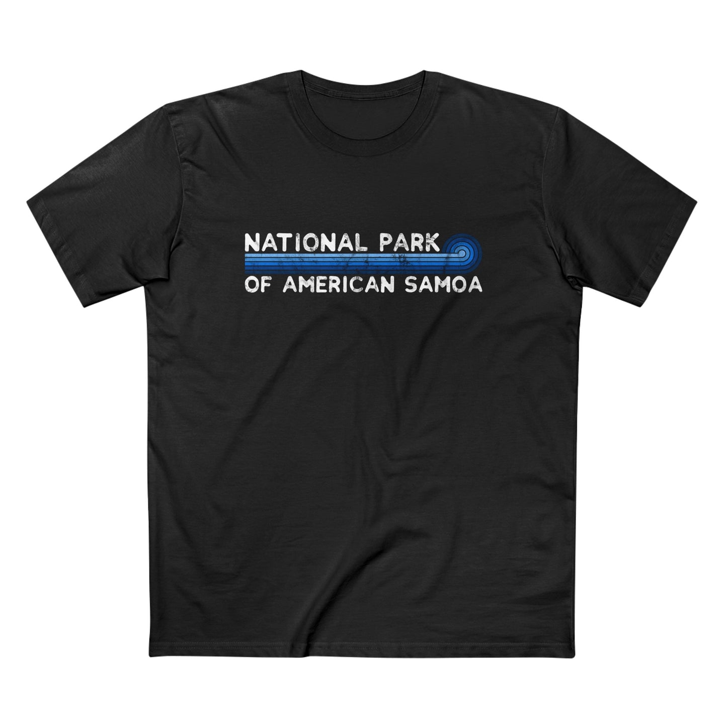 National Park of American Samoa T-Shirt - Blue Vintage Stretched Sunrise