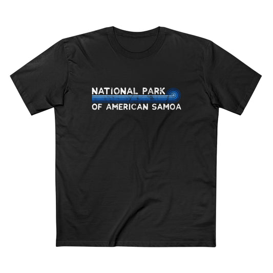 National Park of American Samoa T-Shirt - Blue Vintage Stretched Sunrise