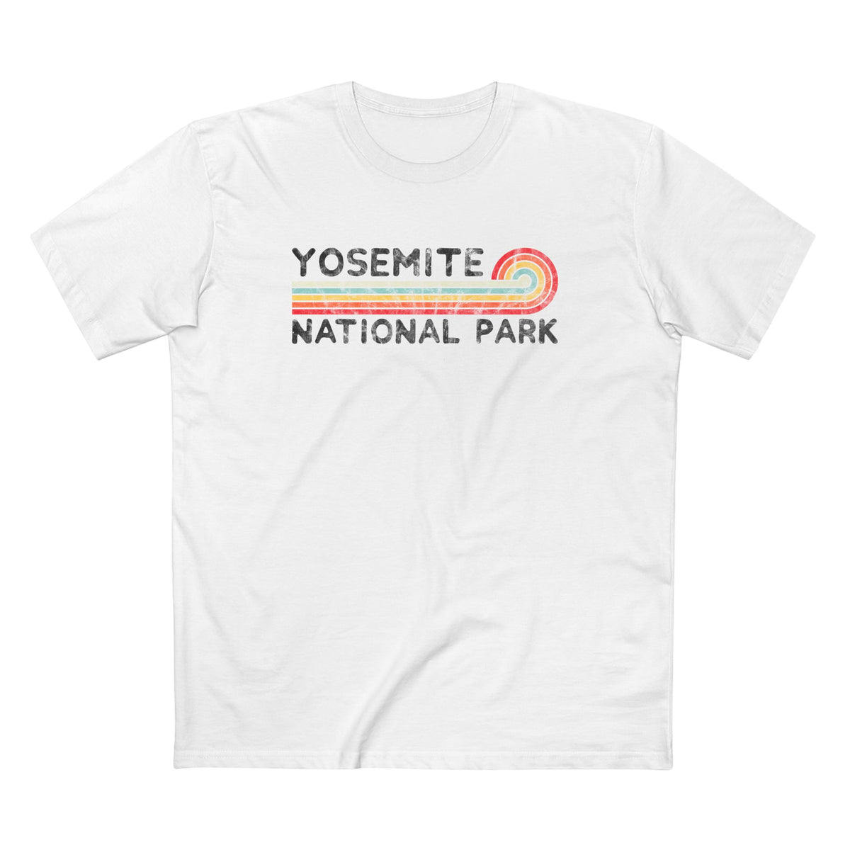 Yosemite National Park T-Shirt - Vintage Stretched Sunrise in White