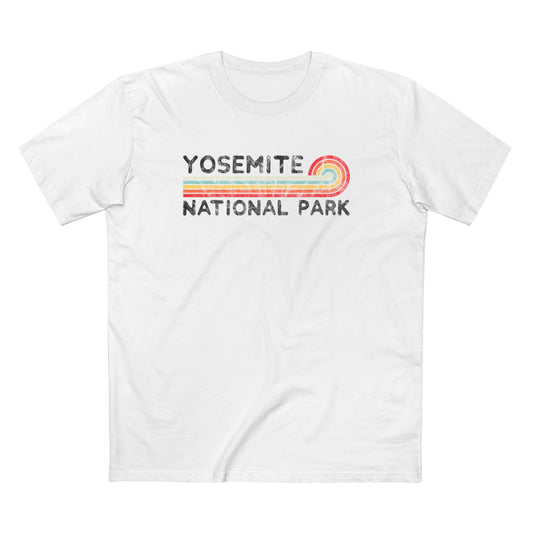 Yosemite National Park T-Shirt - Vintage Stretched Sunrise in White