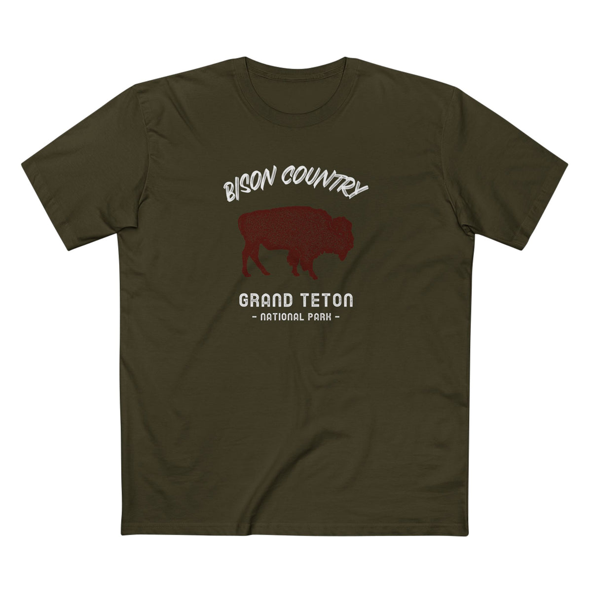 Grand Teton National Park T-Shirt - Bison Country in Army