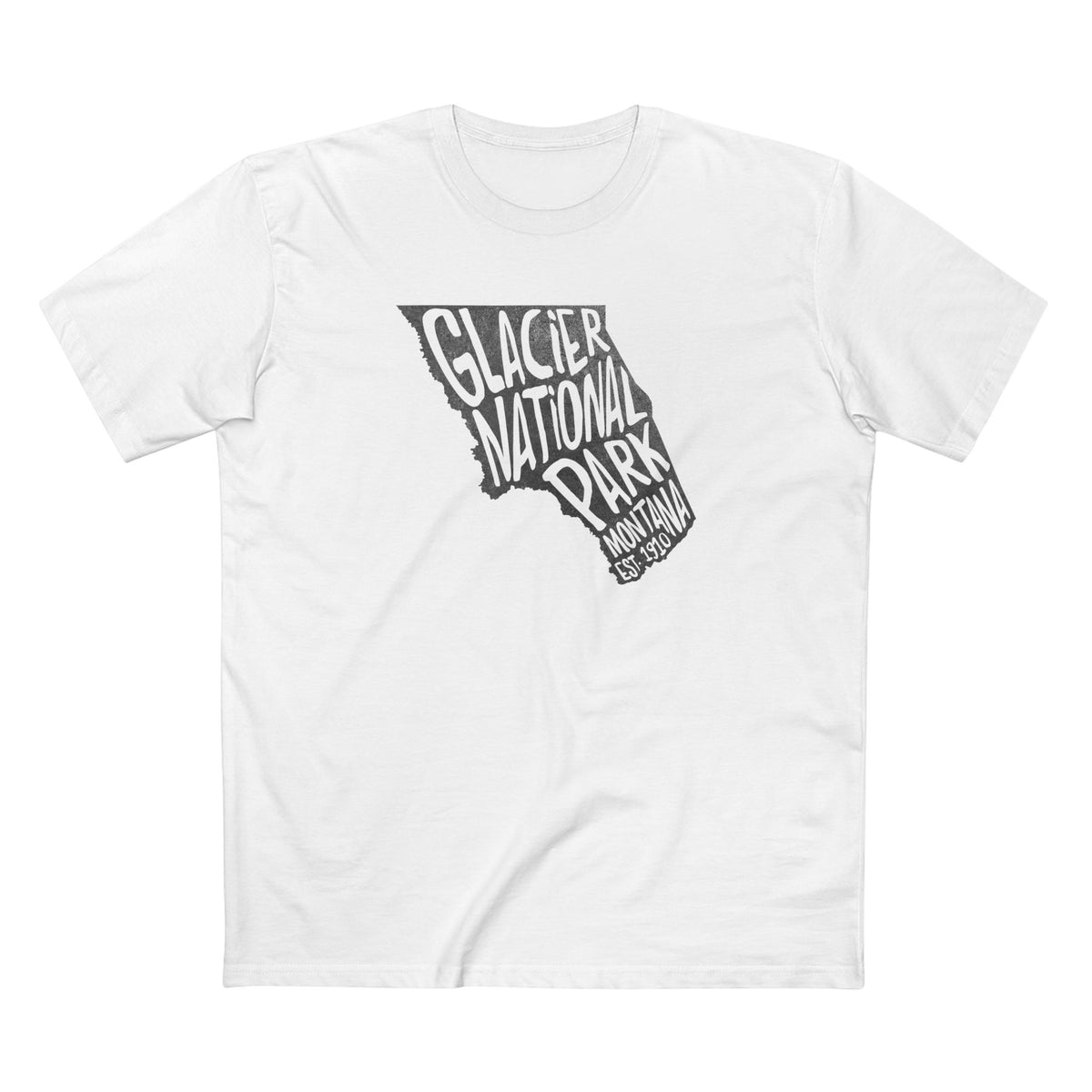 Glacier National Park T-Shirt - Map in White