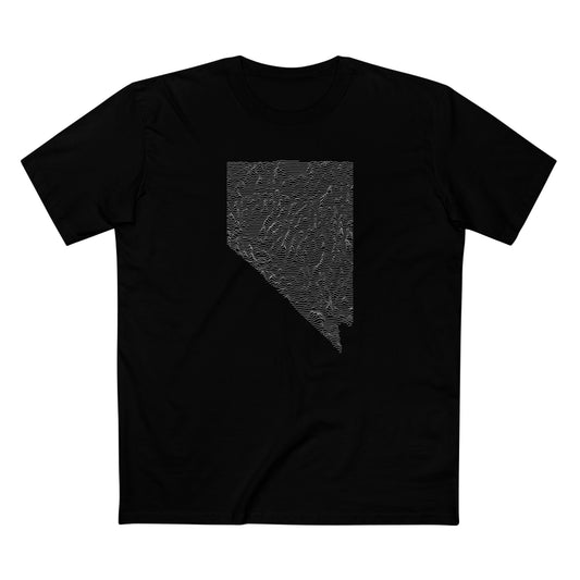 Nevada T-Shirt - Topographical Lines Unknown Pleasures in Black
