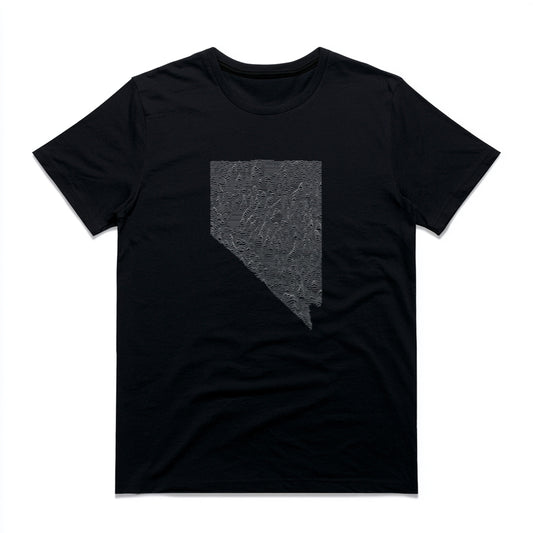 Nevada T-Shirt - Topographical Lines Unknown Pleasures in Black