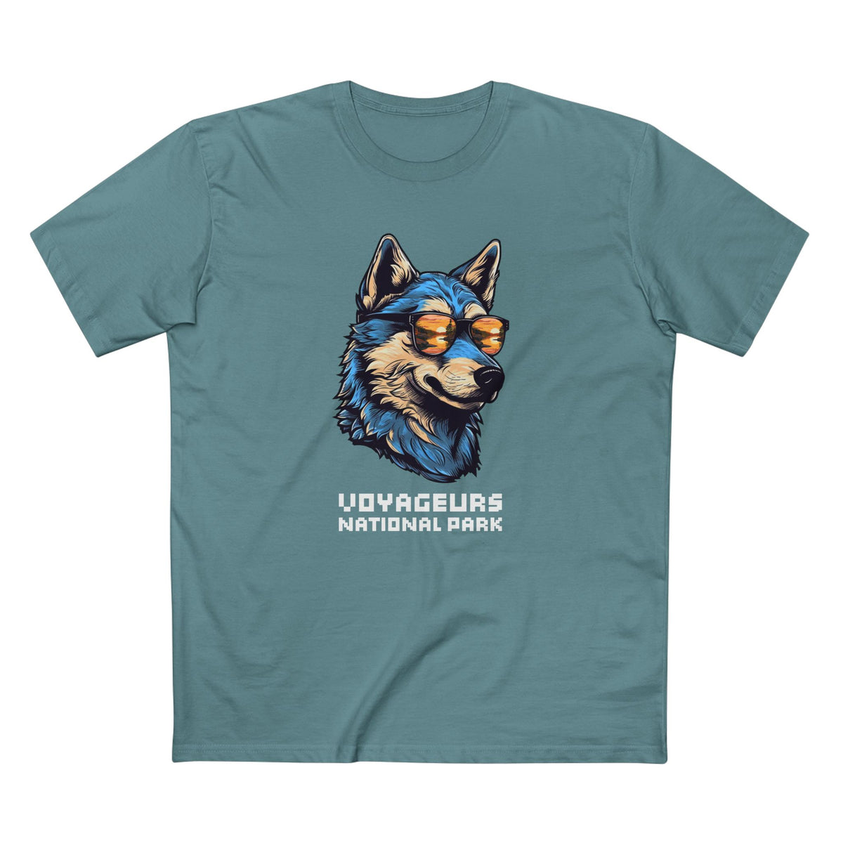 Voyageurs National Park T-Shirt - Smooth Wolf in Slate Blue