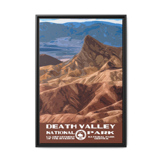 Death Valley National Park Framed Canvas - WPA Poster Zabriskie Point