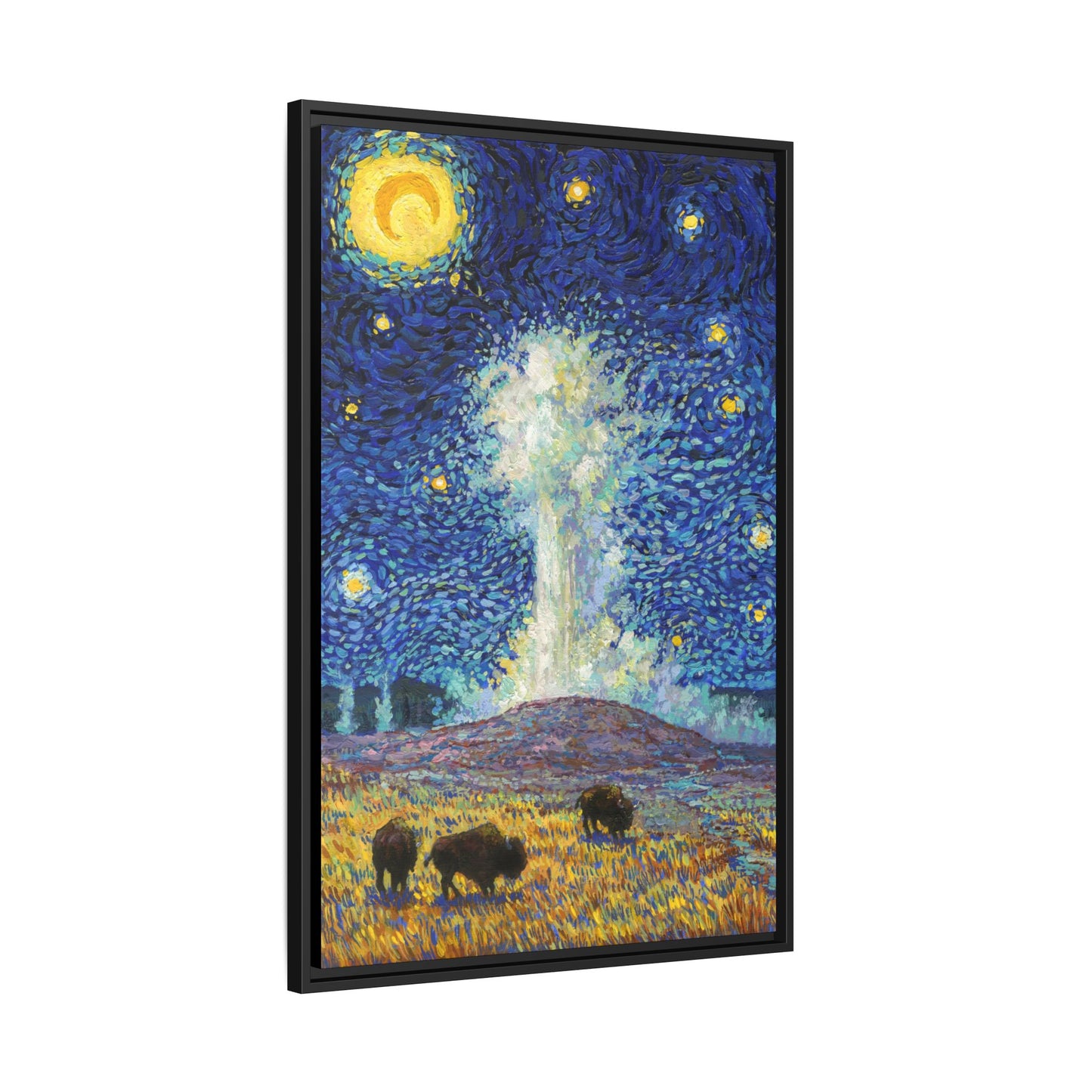 Yellowstone National Park Framed Canvas - The Starry Night