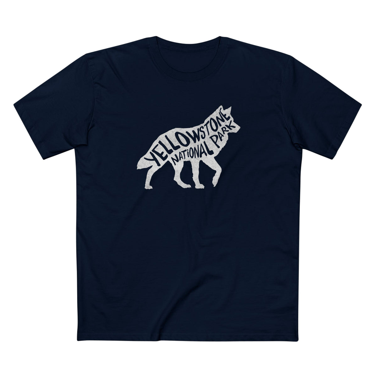 Yellowstone National Park T-Shirt - Gray Wolf in Navy