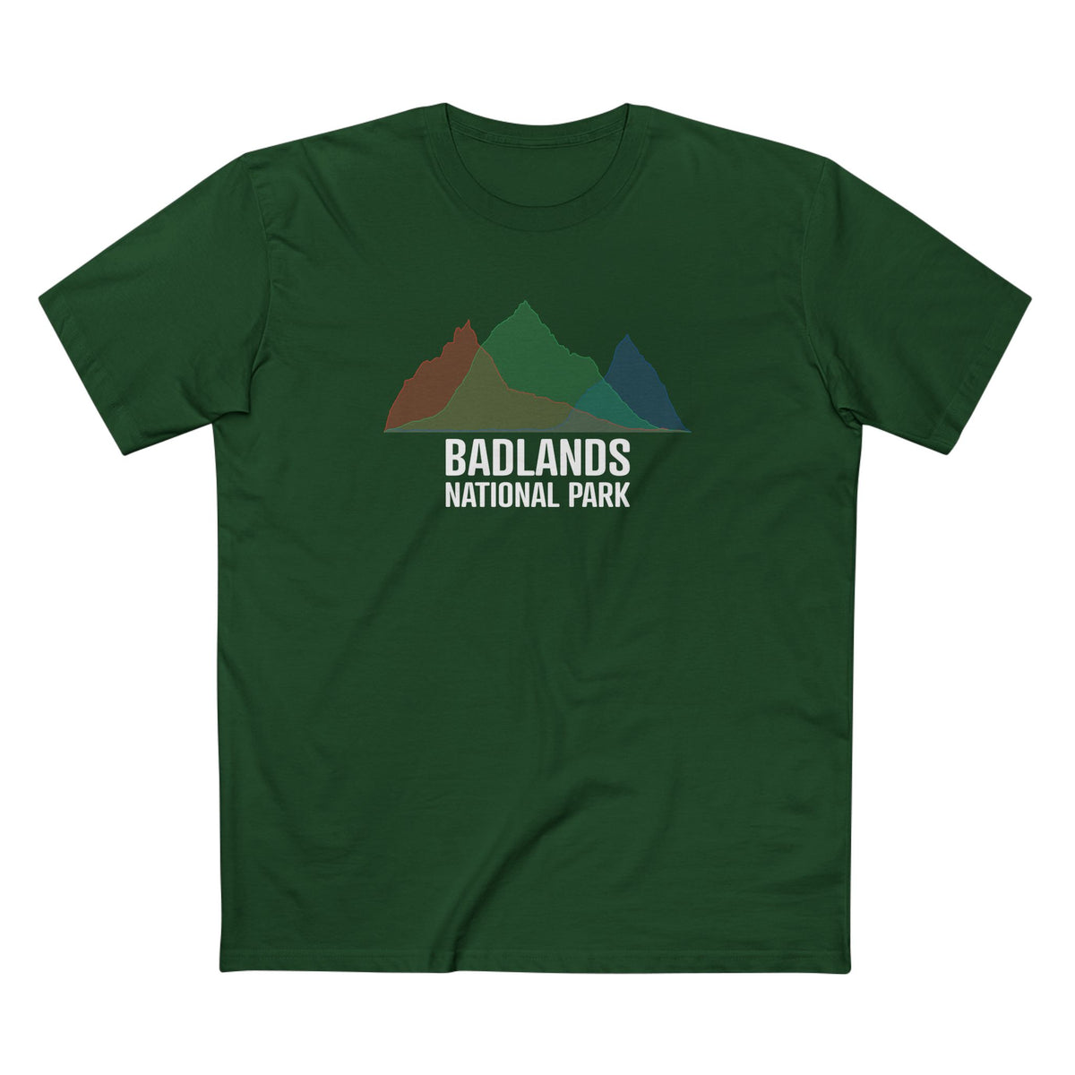 Badlands National Park T-Shirt - Histogram Design in Forest Green