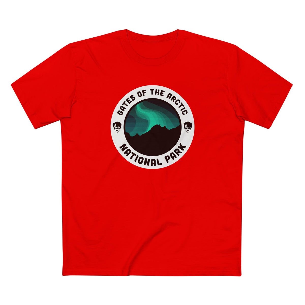 Gates of the Arctic National Park T-Shirt - Round Badge Design in Red
