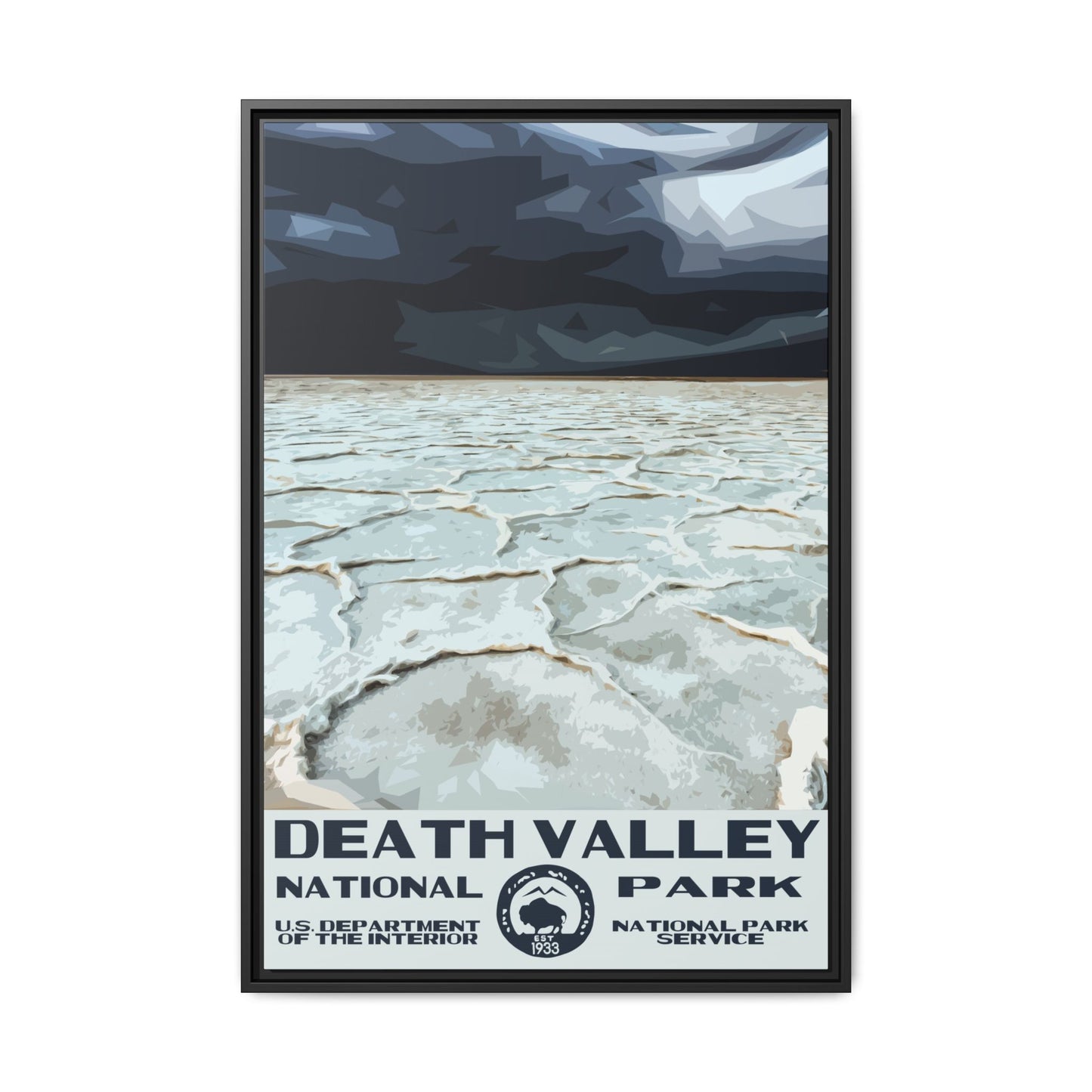 Death Valley National Park Framed Canvas - WPA Poster Badwater Basin