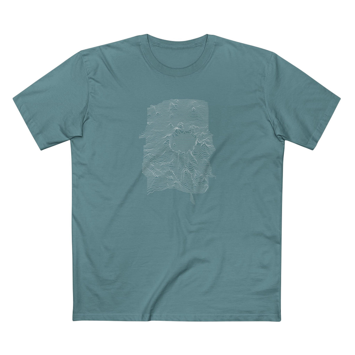 Crater Lake National Park T-Shirt - Topographical Lines in Slate Blue