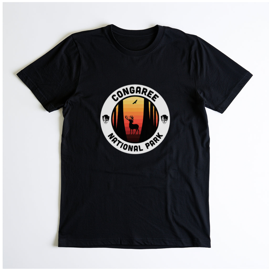 Congaree National Park T-Shirt - Round Badge Design in Black