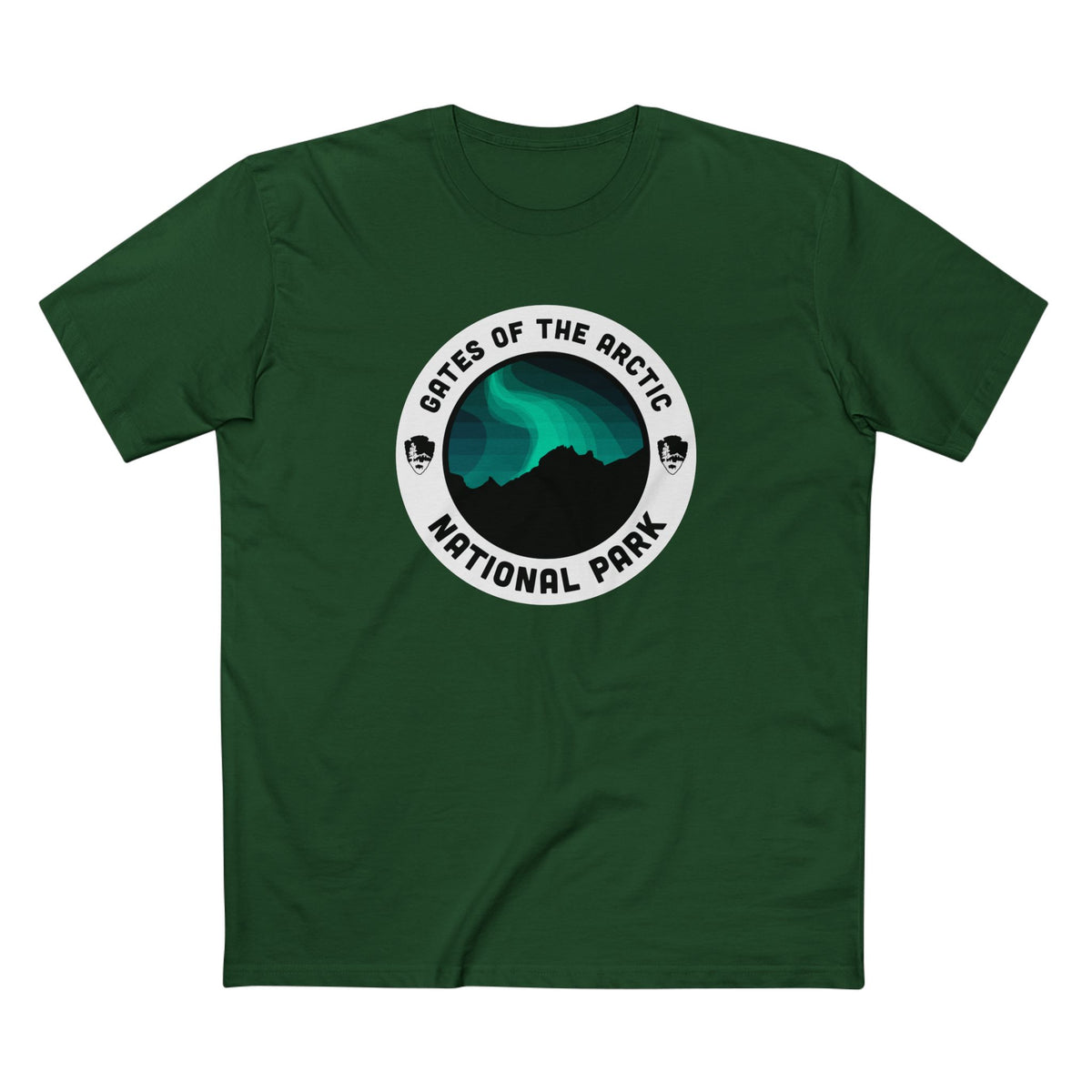 Gates of the Arctic National Park T-Shirt - Round Badge Design in Forest Green
