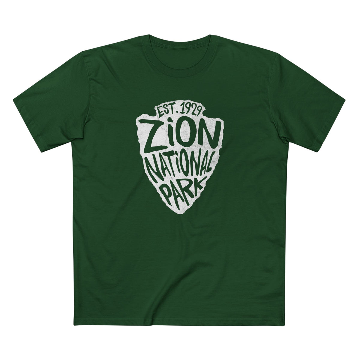 Zion National Park T-Shirt - Arrow Head Design in Forest Green