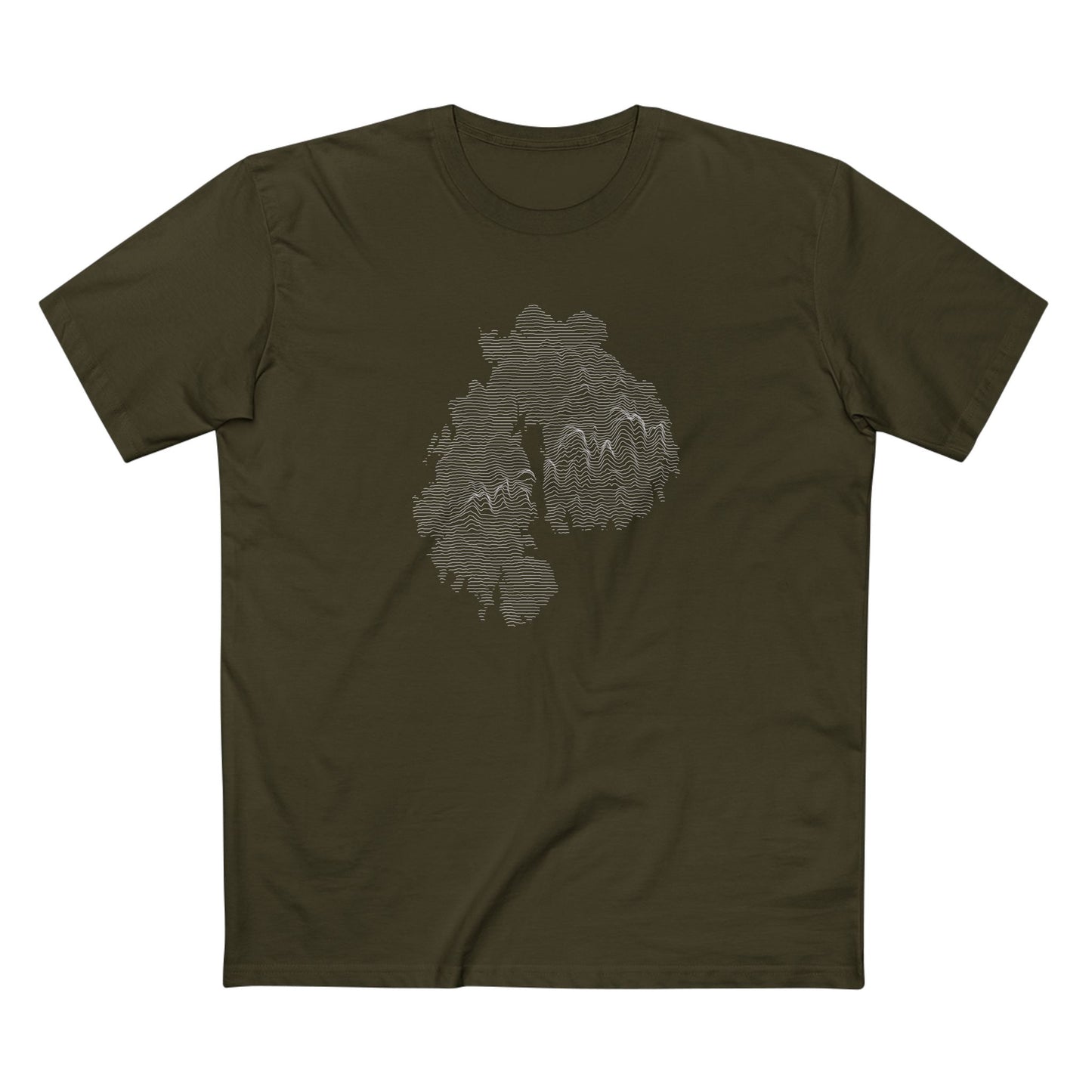 Mount Desert Island & Acadia National Park T-Shirt - Topographical Lines in Army