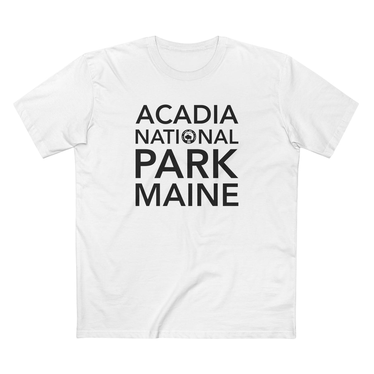 Acadia National Park T-Shirt Block Text in White