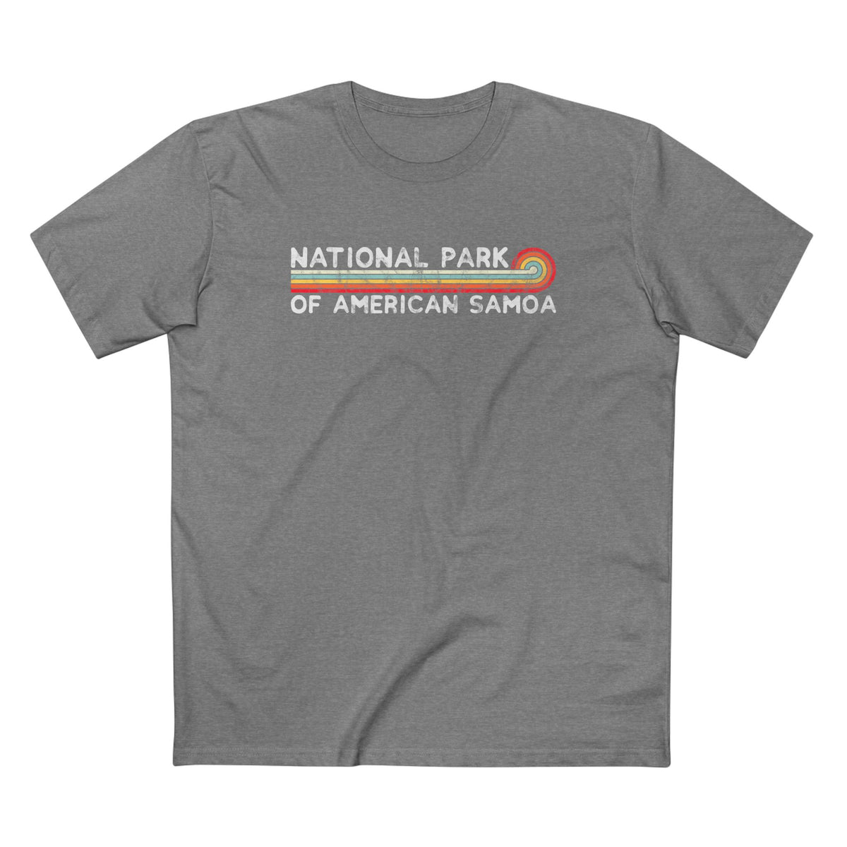 National Park of American Samoa T-Shirt - Vintage Stretched Sunrise in Athletic Heather