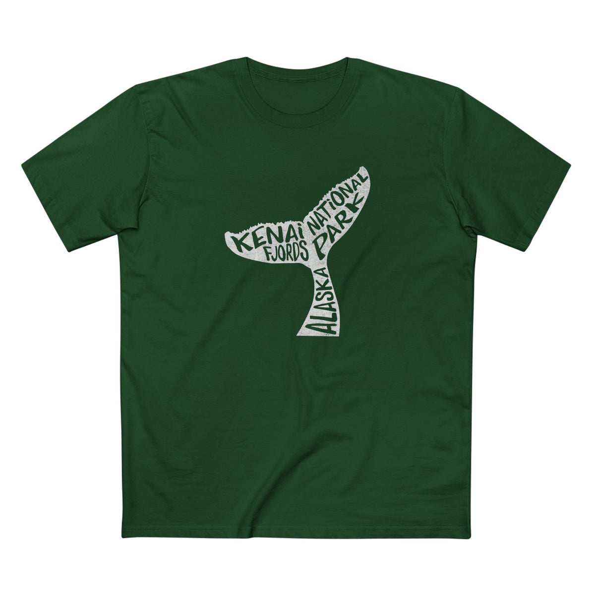 Kenai Fjords National Park T-Shirt - Whale Tail in Forest Green