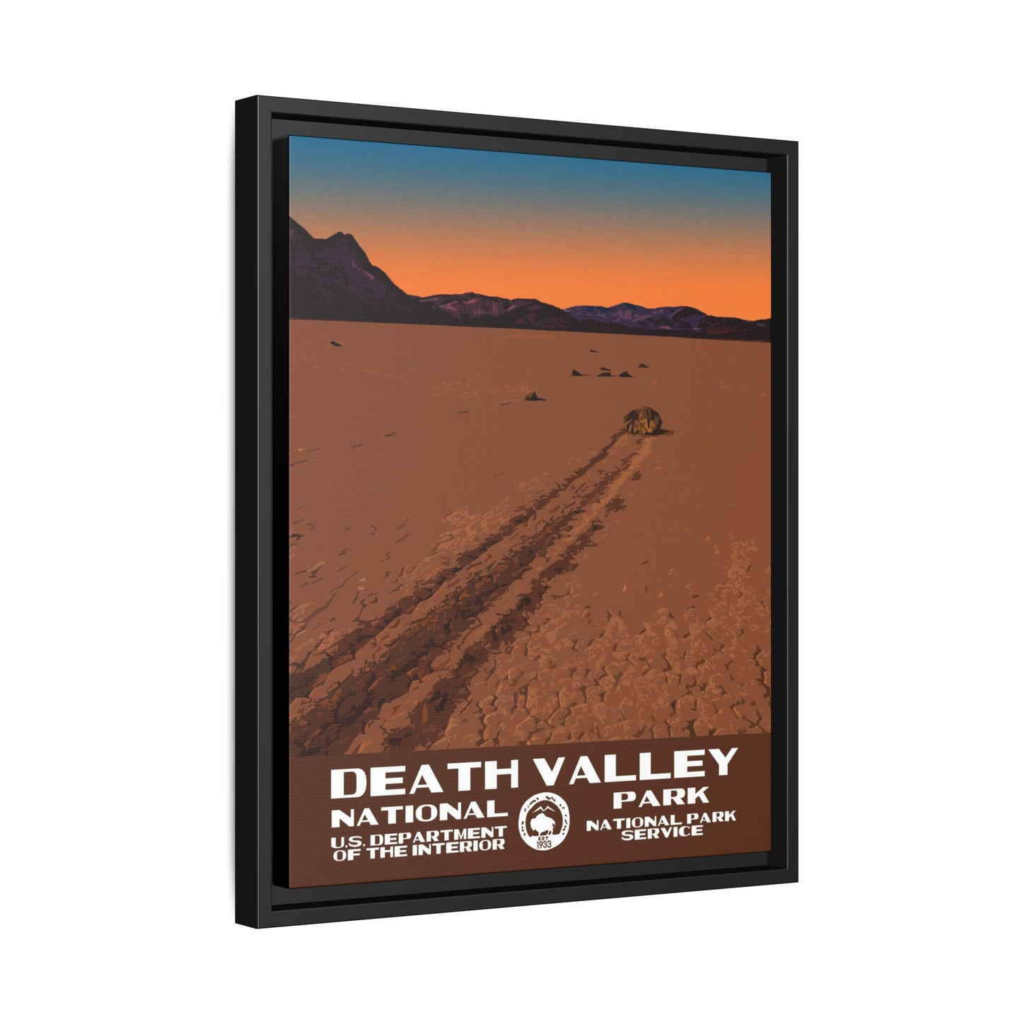 Death Valley National Park Framed Canvas - WPA Poster Racetrack Playa