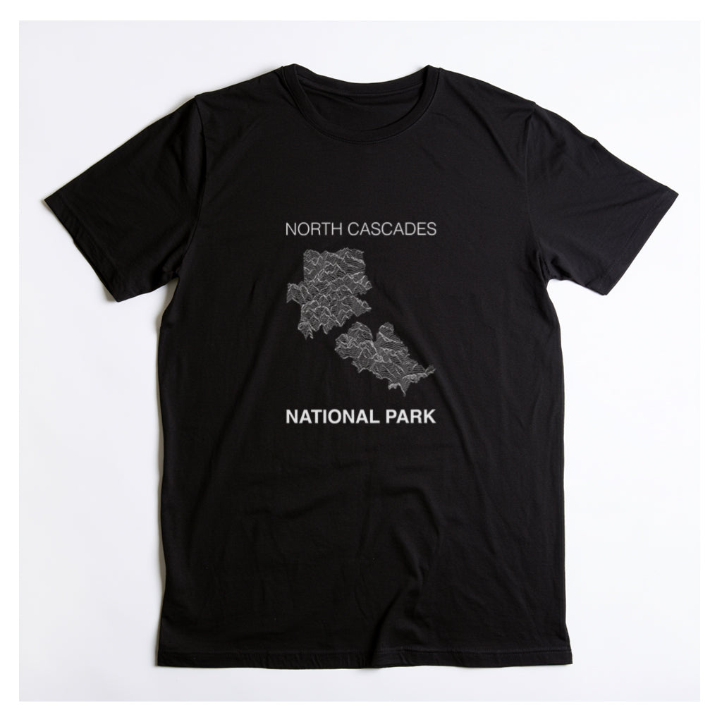 North Cascades National Park T-Shirt Lines in Black