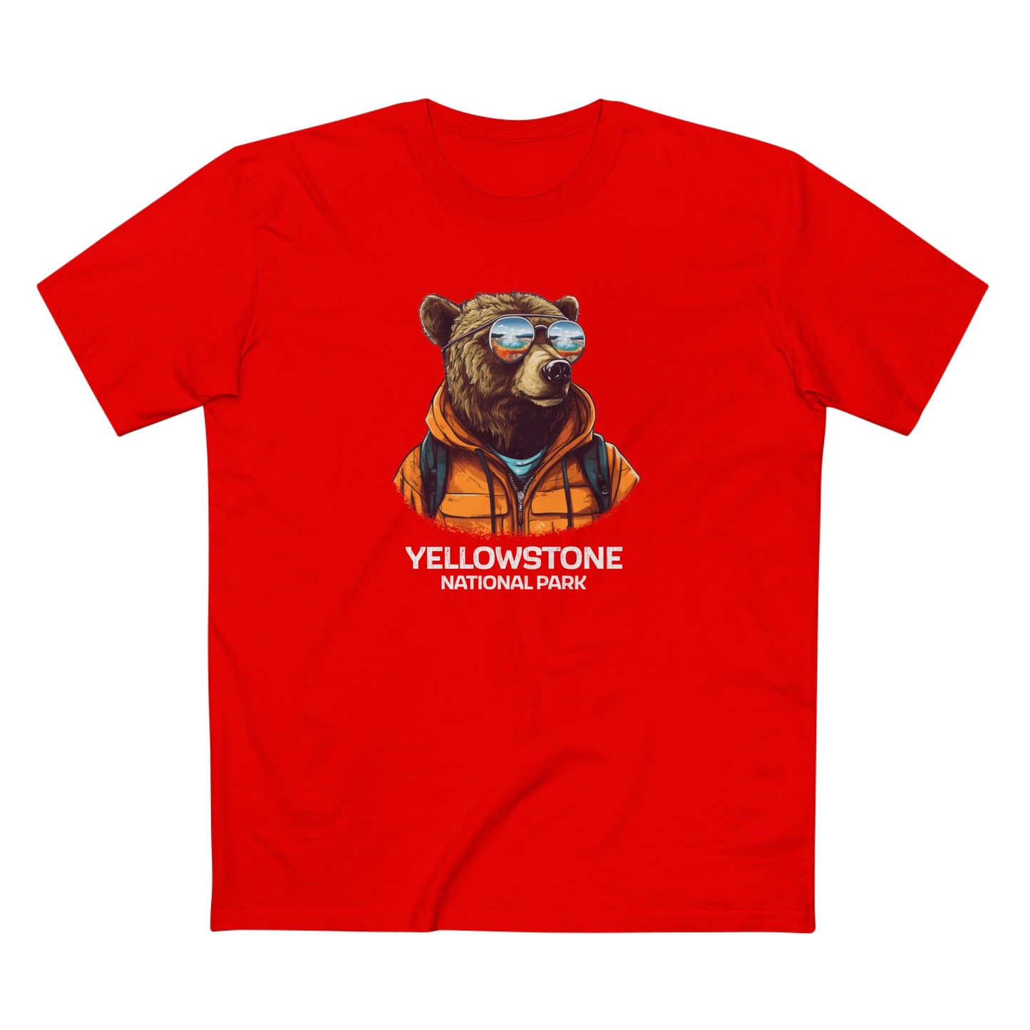Yellowstone National Park T-Shirt - Grizzly Bear in Red