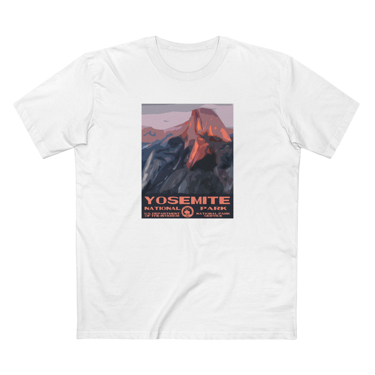 Yosemite National Park T-Shirt - WPA Poster Design in White