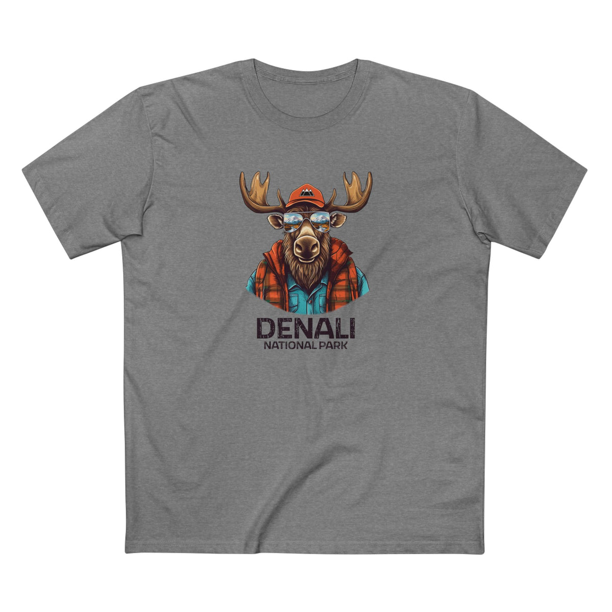 Denali National Park T-Shirt - Cool Moose in Athletic Heather