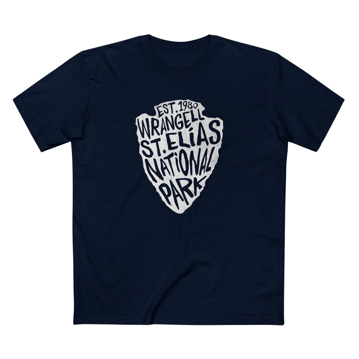 Wrangell St Elias National Park T-Shirt - Arrowhead Design in Navy