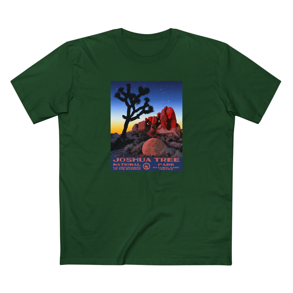 Joshua Tree National Park T-Shirt - Skull Rock WPA in Forest Green
