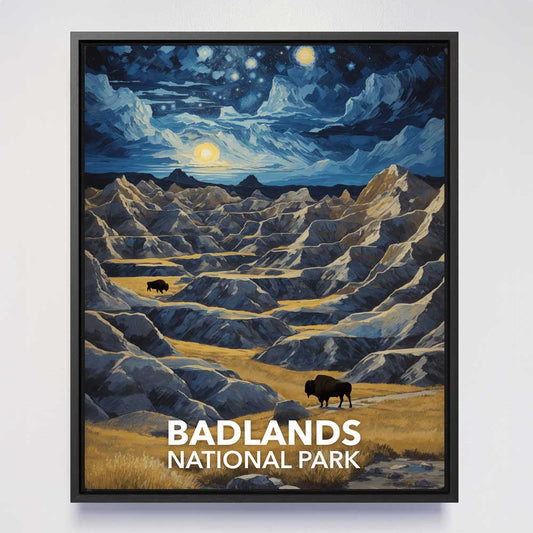 Badlands National Park Framed Canvas - The Starry Night