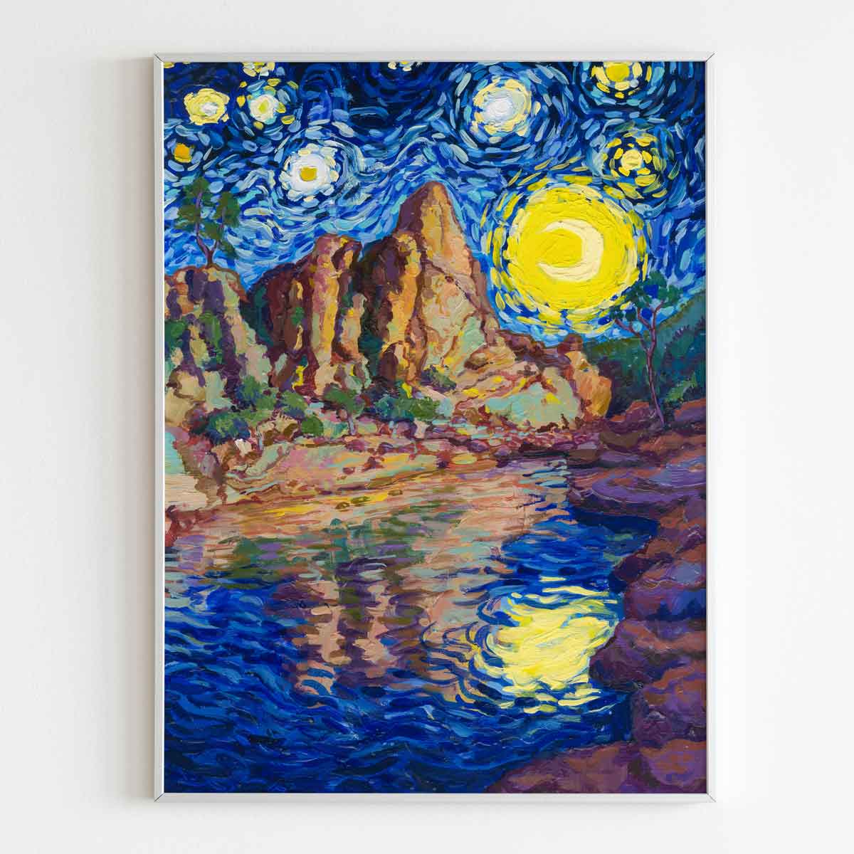 Pinnacles National Park Starry Night poster featuring Premium Textured Paper