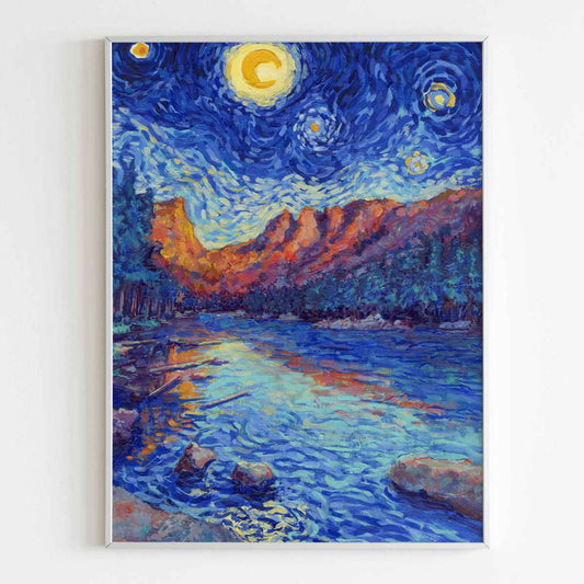 Rocky Mountain National Park Starry Night Poster - Premium Textured Paper