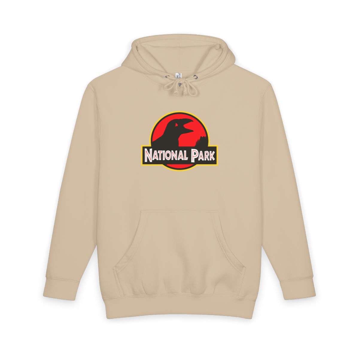 Mushroom Acadia National Park hoodie, front view with parody logo