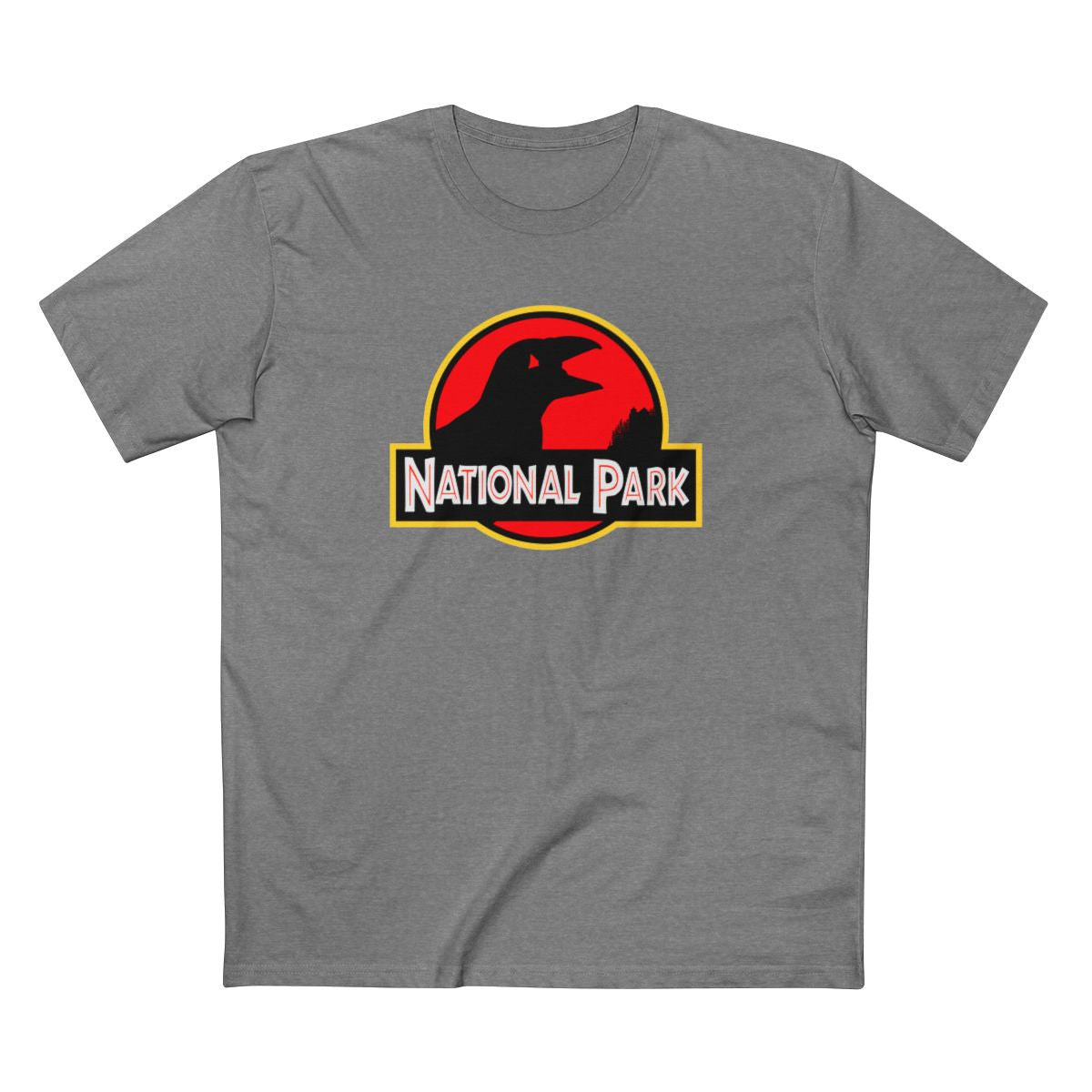 Acadia National Park T-Shirt - Puffin Parody Logo in Athletic Heather